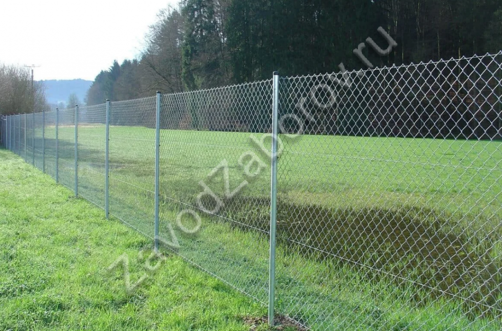 Забор из сетки-рабицы для загородного участка